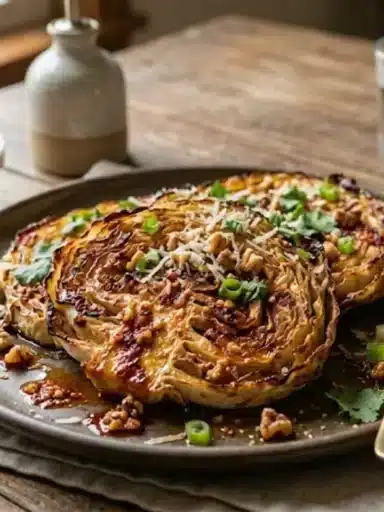 Crispy Baked Cabbage Steaks With Chili Oil And Garlic