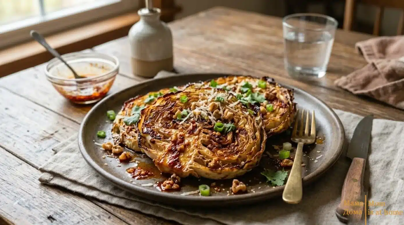 Crispy Baked Cabbage Steaks With Chili Oil And Garlic
