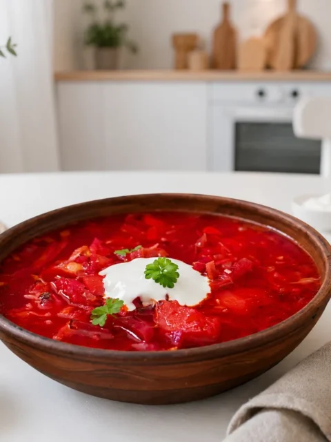 Цікавий швидкий літній борщ з квашеною капустою та куркумою