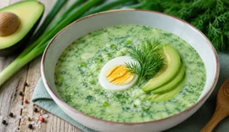 Як приготувати холодний зелений борщ з авокадо та кефіром