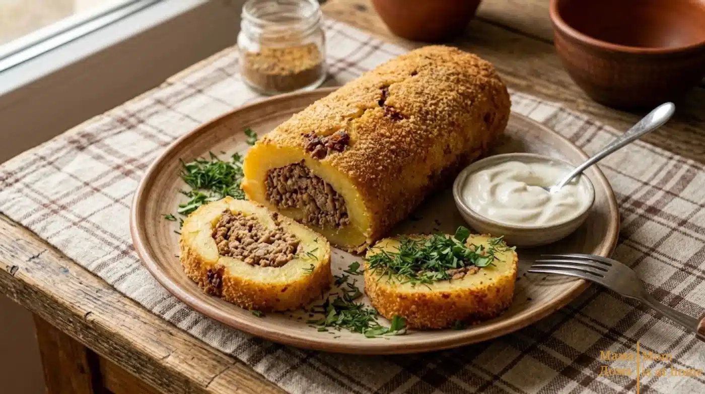 Рулет картопляний із м'ясом